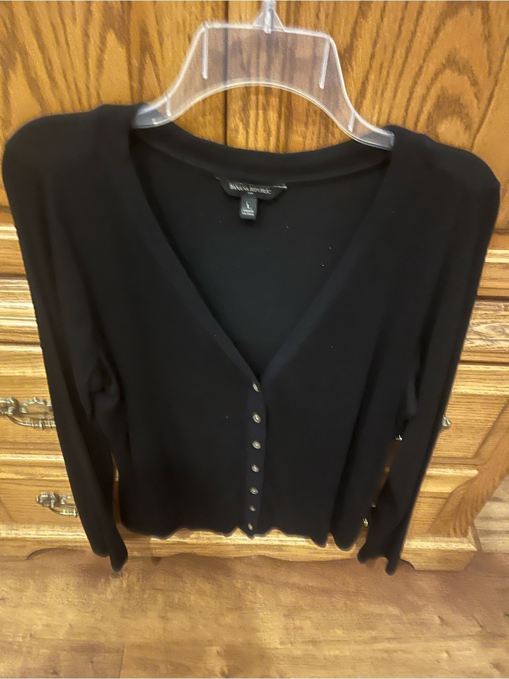 Banana Republic Black Button-Front V-Neck Cardigan